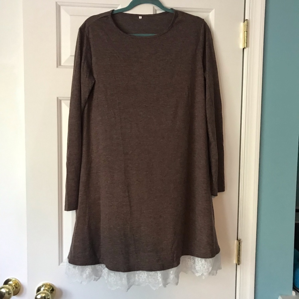 Brown Lace Swing Dress